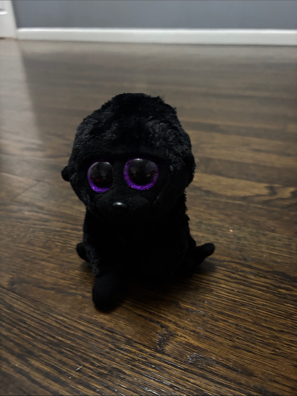 Ty Black Plush Toy with Purple Glitter Eyes